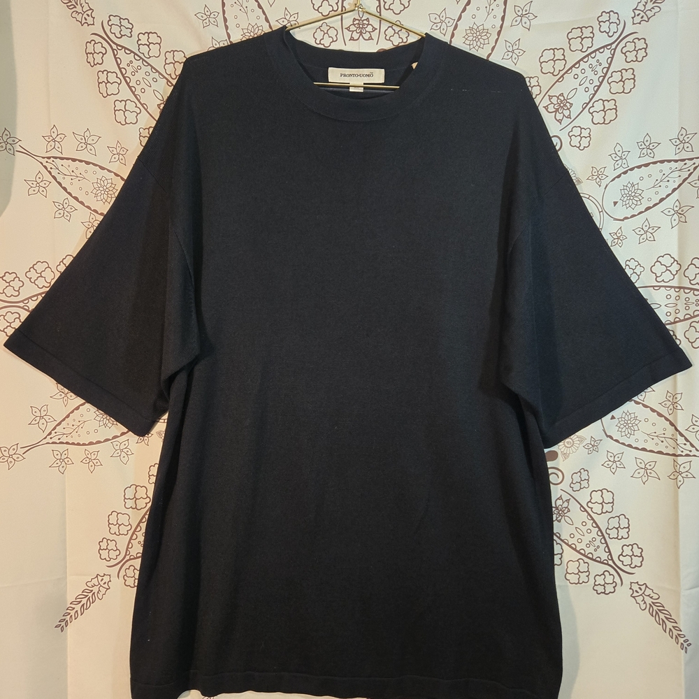 Pronto Uomo 100% Silk Black Men's Shirt XL